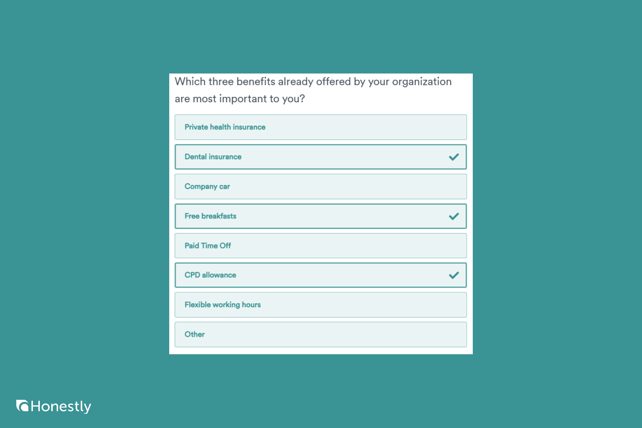 Employee Benefits Survey question 10