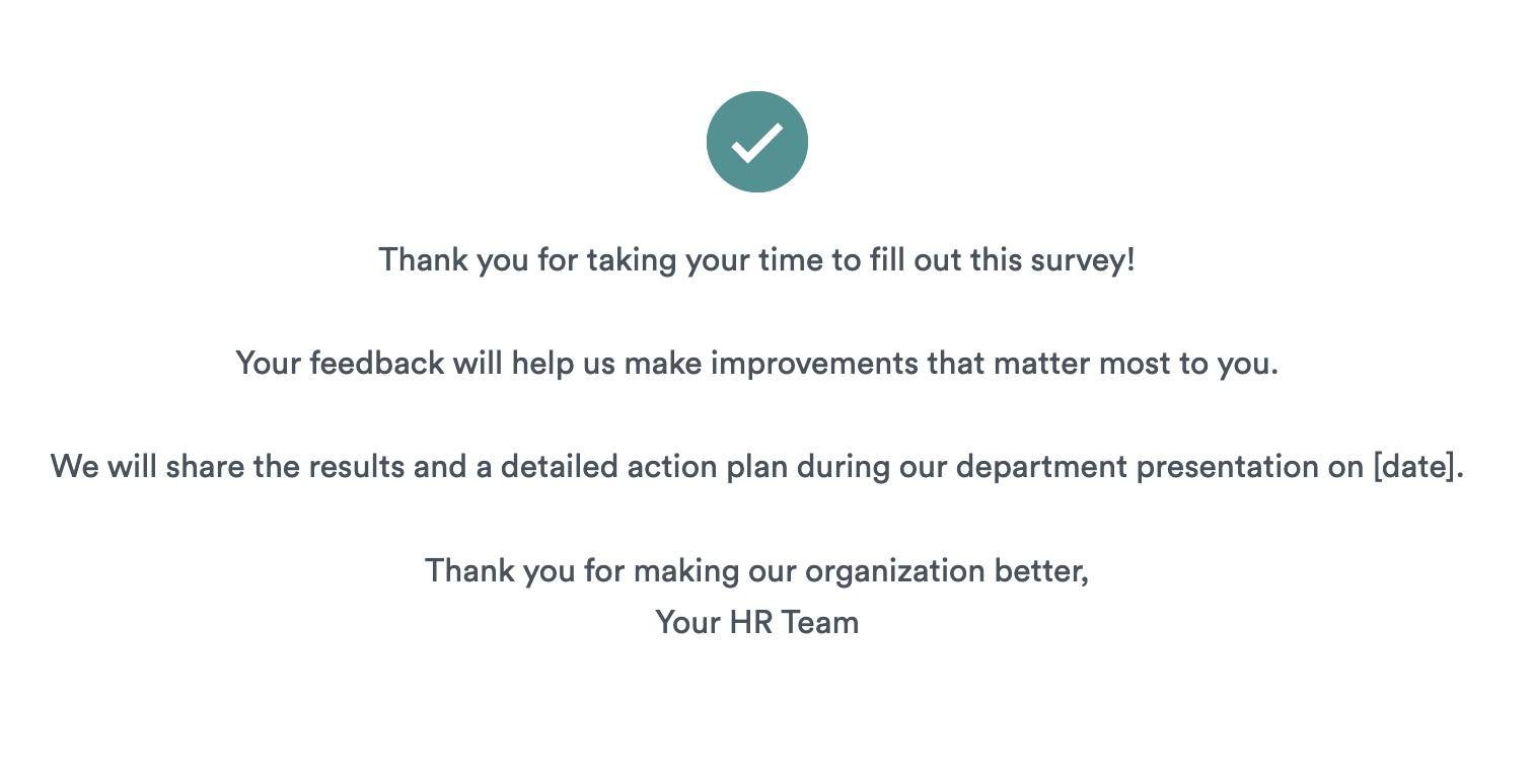 Survey thank you message